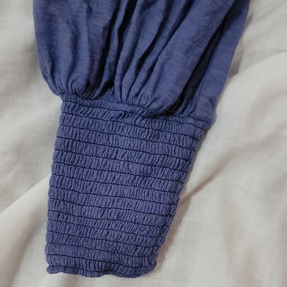 Nation LTD Blue Puff Sleeve Ruched Blouse - Picture 3 of 3